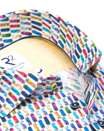 E-bike batterijprint stretch overhemd 073 - Multicolour