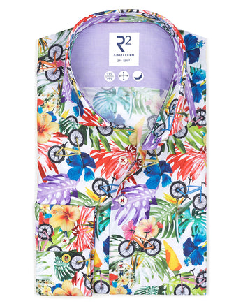 Fietsprint katoenen overhemd 073 - Multicolour