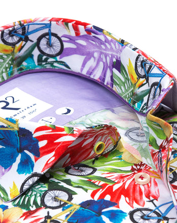 Fietsprint katoenen overhemd 073 - Multicolour