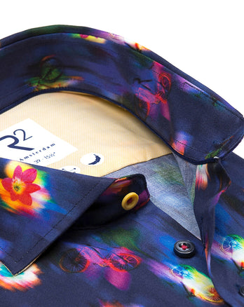 Chemise en stretch imprimé floral 073 - Multicolour