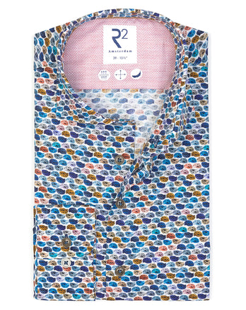 Fietshelmprint stretch overhemd 073 - Multicolour