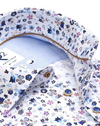 Chemise en stretch imprimé floral 073 - Multicolour