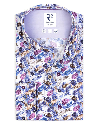 Chemise en stretch imprimé floral 073 - Multicolour