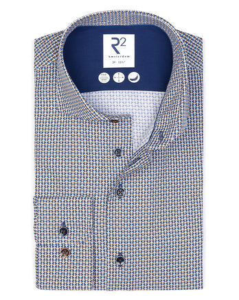 Fine print cotton shirt 041 - Brown