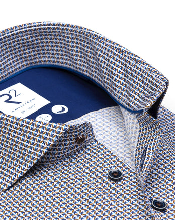 Fine print cotton shirt 041 - Brown