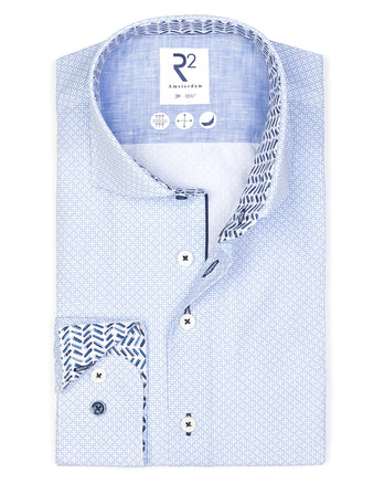 Fine print cotton shirt 018 - Light blue