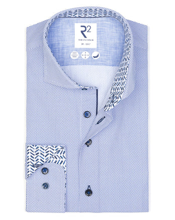 Fine print cotton shirt 014 - Blue