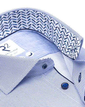 Fine print cotton shirt 014 - Blue