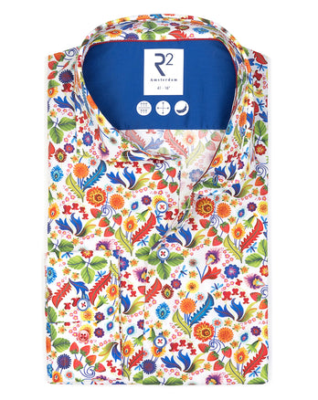 Stretchhemd mit Blumendruck 073 - Multicolour