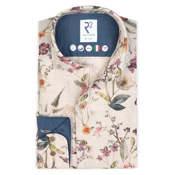 Floral print linen shirt 073 - Multicolour
