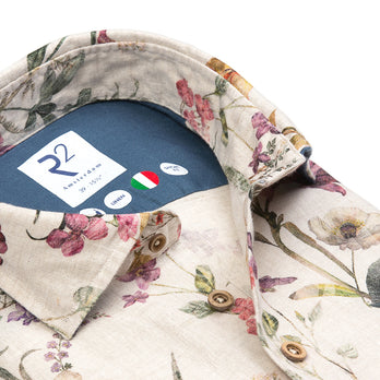 Floral print linen shirt 073 - Multicolour