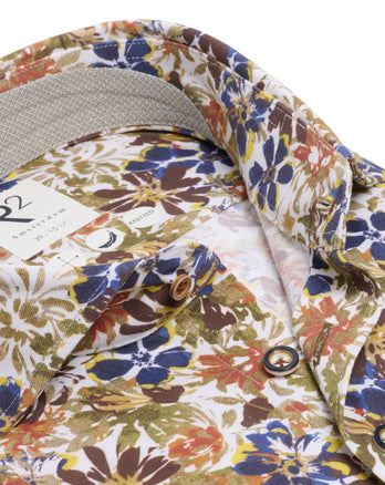 Manches extra longues. Chemise à piquet en maille à imprimé floral 073 - Multicolour