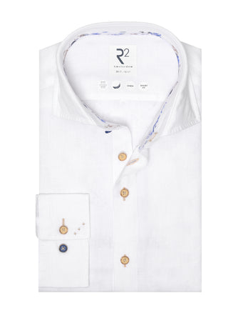 Extra lange mouwen. Linnen overhemd 004 - White