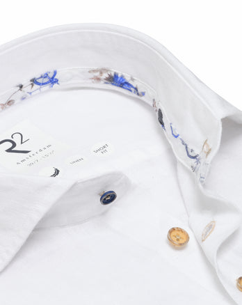 Extra lange mouwen. Linnen overhemd 004 - White