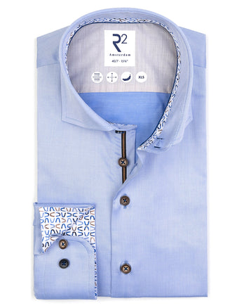 Extra lange Ärmel. 2 PLY Bio-Baumwollhemd 018 - Light blue