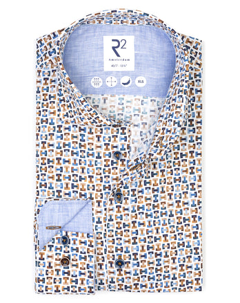 Extra long sleeves. Bike pedal print stretch shirt 073 - Multicolour