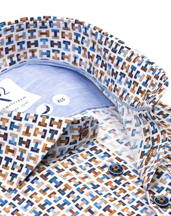 Extra long sleeves. Bike pedal print stretch shirt 073 - Multicolour