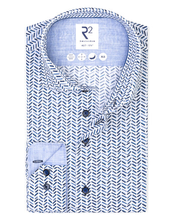 Manches extra longues. Chemise en coton imprimée de la batterie d'un vélo électrique 014 - Blue