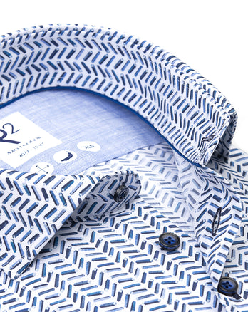 Manches extra longues. Chemise en coton imprimée de la batterie d'un vélo électrique 014 - Blue