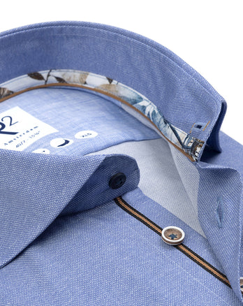 Manches extra longues. Chemise en stretch imprimé dobby-look 018 - Light blue