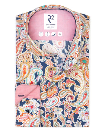 Manches extra longues. Chemise en stretch imprimé chachemire 073 - Multicolour