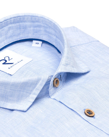 Kids linen blend shirt 018 - Light blue