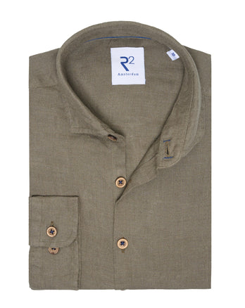 Kids linen blend shirt 070 - Dark green