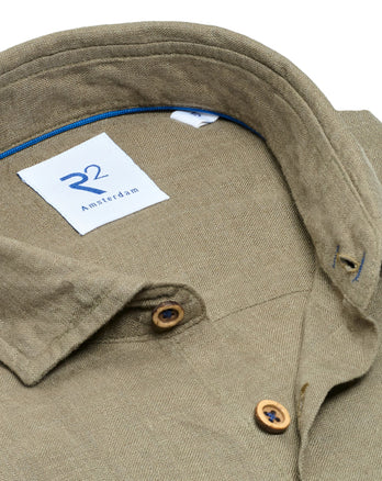 Kids linen blend shirt 070 - Dark green