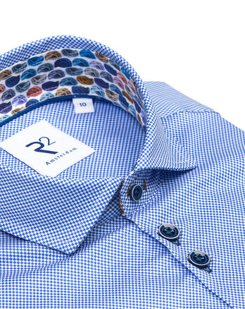 Kids birds' eye dobby 2 PLY cotton shirt 012 - Cobalt