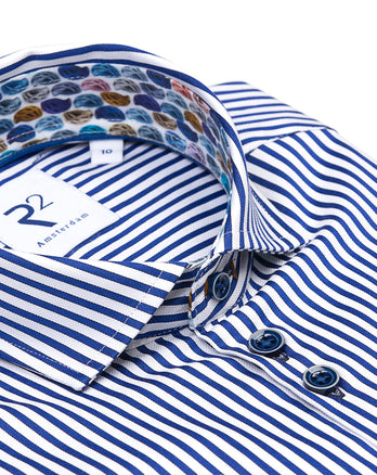 Kids striped dobby cotton shirt 010 - Navy