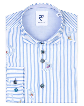 Kids surf print cotton shirt 018 - Light blue