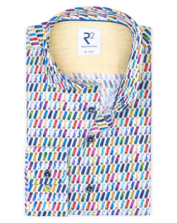 Chemise en stretch imprimé batterie de vélo électrique 073 - Multicolour