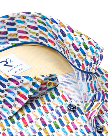 Chemise en stretch imprimé batterie de vélo électrique 073 - Multicolour