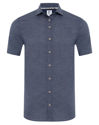 Short-sleeve dobby print stretch shirt 010 - Navy
