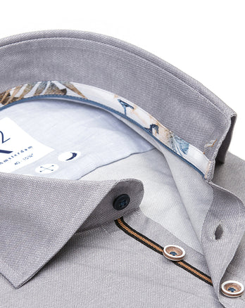 Short-sleeve dobby print stretch shirt 028 - Grey