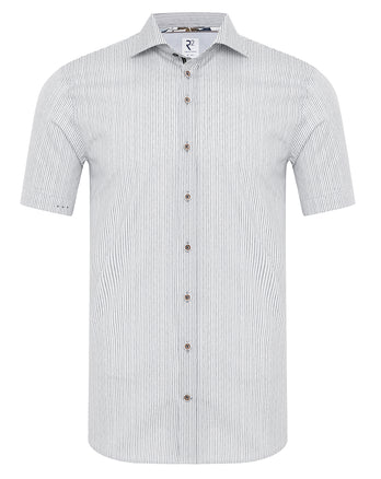 Short-sleeve striped stretch shirt 028 - Grey