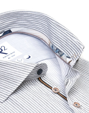 Short-sleeve striped stretch shirt 028 - Grey