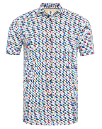 Short-sleeve e-bike battery print stretch shirt 073 - Multicolour