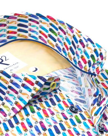 Short-sleeve e-bike battery print stretch shirt 073 - Multicolour