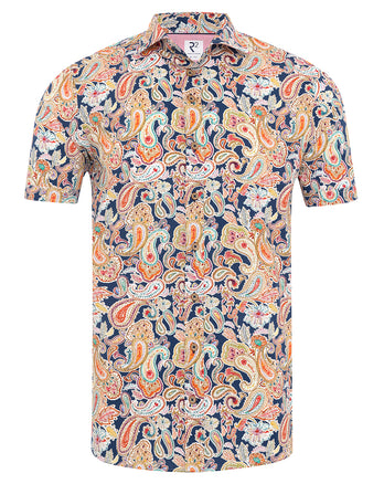 Chemise à manches courtes en stretch imprimé cachemire 073 - Multicolour