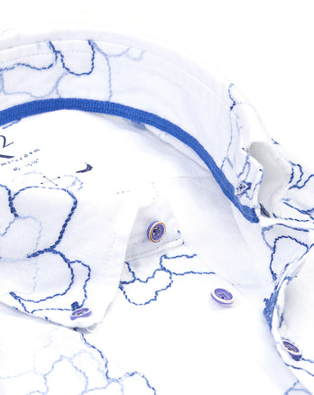 Blumenstickereien Leinenhemd 004 - White