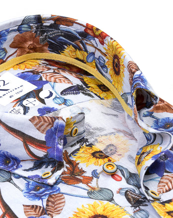 Sonnenblumen-Print Leinenhemd 073 - Multicolour