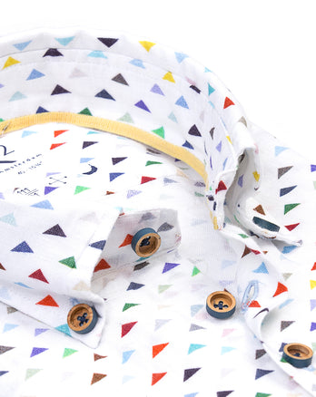 Flag print linen shirt 073 - Multicolour