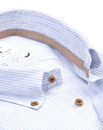 Chemise en lin rayée 018 - Light blue