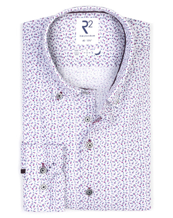 Chemise en lin à imprimé floral 064 - Purple