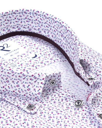 Chemise en lin à imprimé floral 064 - Purple