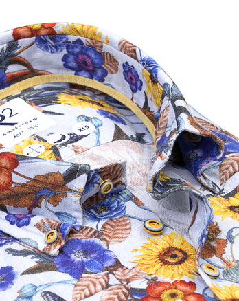 Manches extra longues. Chemise en lin à imprimé floral 073 - Multicolour