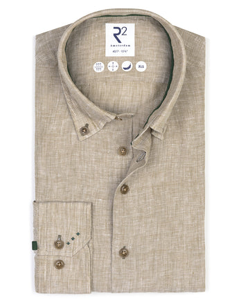 Manches extra longues. Chemise en lin mélangé 074 - Green