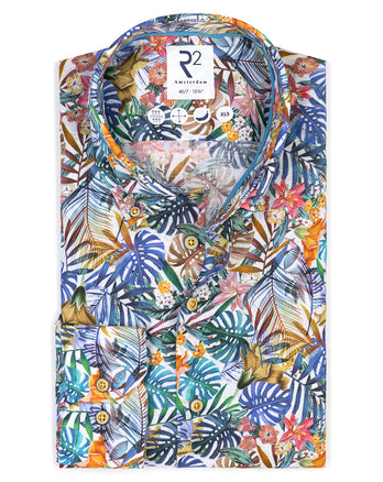 Manches extra longues. Chemise en lin imprimé jungle 073 - Multicolour