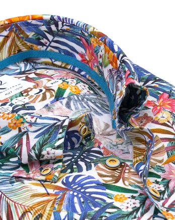 Manches extra longues. Chemise en lin imprimé jungle 073 - Multicolour